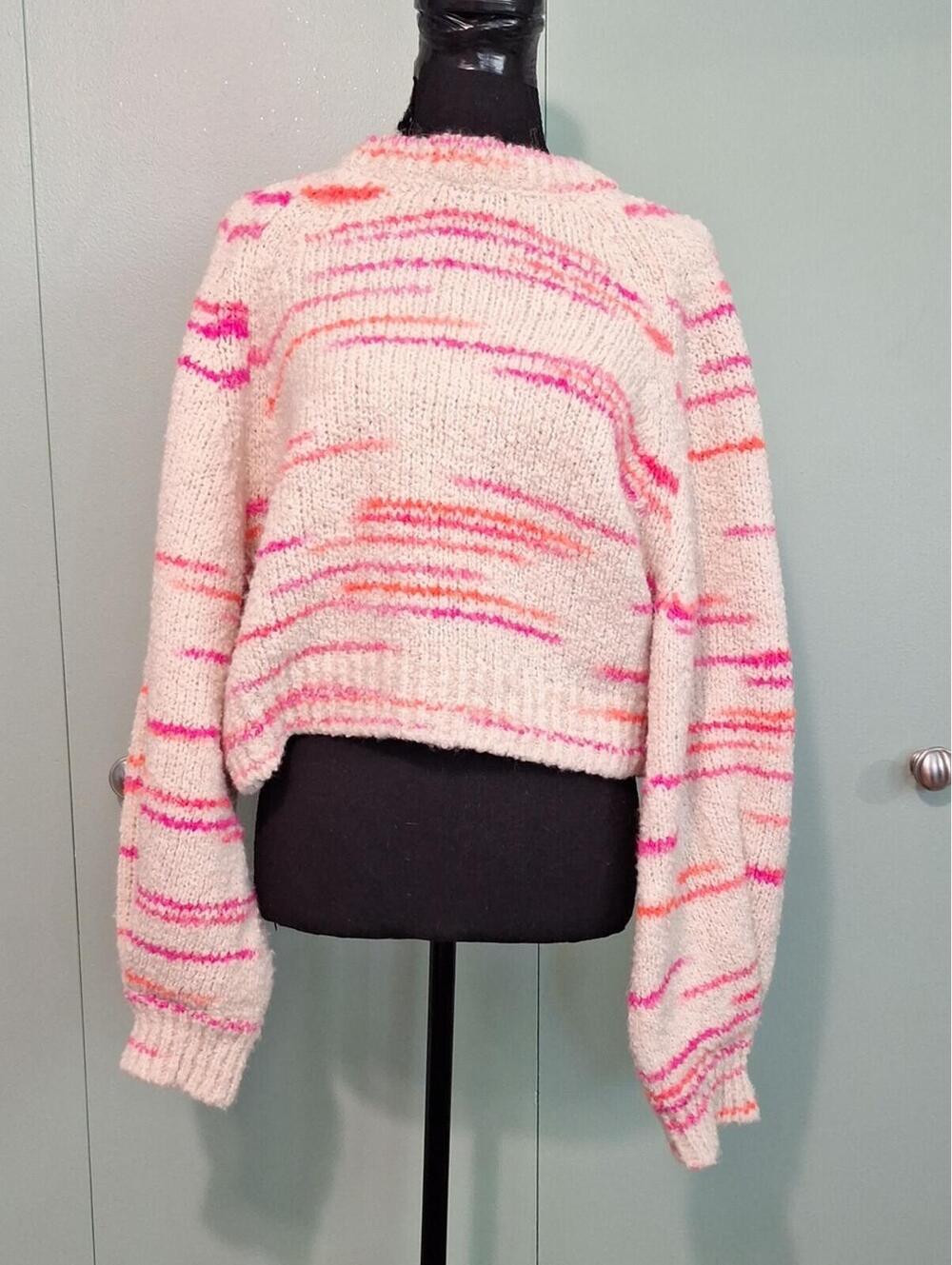 Anthropologie Pilcro Oversized Cream And Pink Sweater Size Xs